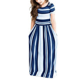 Kids Girls Casual Beach Party Bohemia Maxi Dress with Pocket-TB00887-Veeddydropshipping